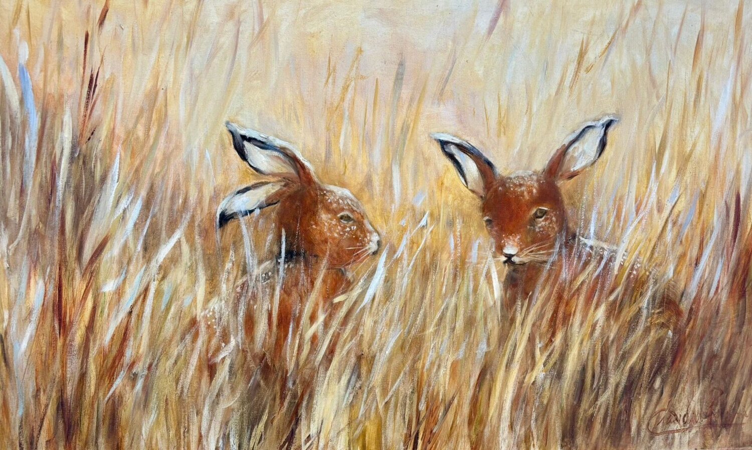 Liebres Patagónicas Claudia Lucini Pintura original en venta