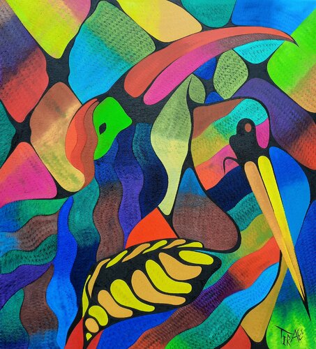 Vogelwelt 4 van Said Tiraei, Schilderij te koop op Singulart