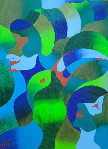 Mensch und Vogel di Said Tiraei, Pittura in vendita su Singulart