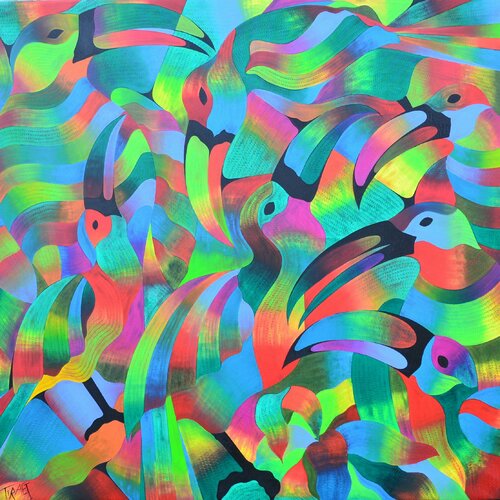 Bunte Tokanen van Said Tiraei, Schilderij te koop op Singulart