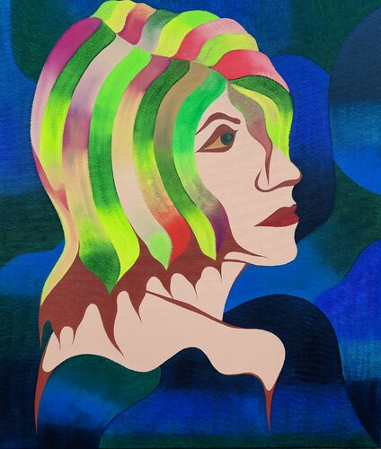 Die Frau mit den bunten Haar van Said Tiraei, Schilderij te koop op Singulart