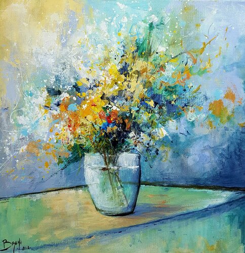 Bouquet "Réveil de printemps" van Eric Bruni, Schilderij te koop op Singulart