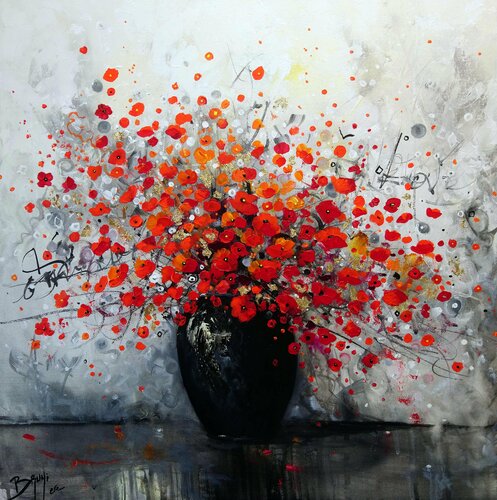Burst of red flowers van Eric Bruni, Schilderij te koop op Singulart