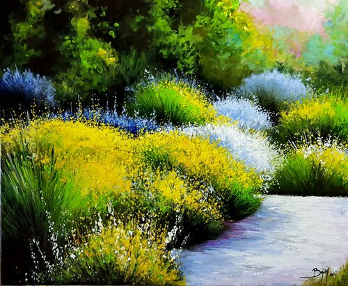 Chemin à travers les buissons van Eric Bruni, Schilderij te koop op Singulart