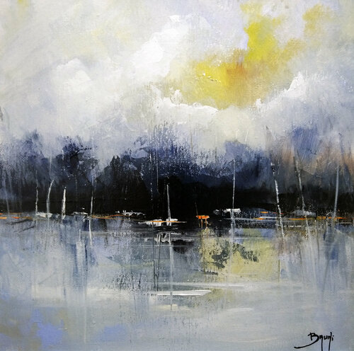 Bateaux au petit matin van Eric Bruni, Schilderij te koop op Singulart