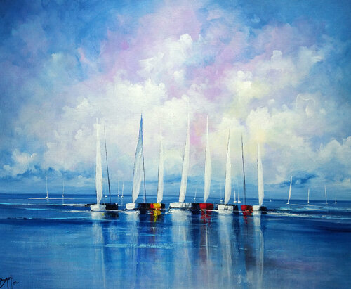 Les voiles blanches par Eric Bruni, Peinture en vente sur Singulart