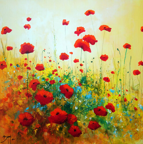 Coquelicots du jardin van Eric Bruni, Schilderij te koop op Singulart