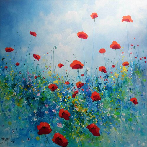 Magie des coquelicots van Eric Bruni, Schilderij te koop op Singulart