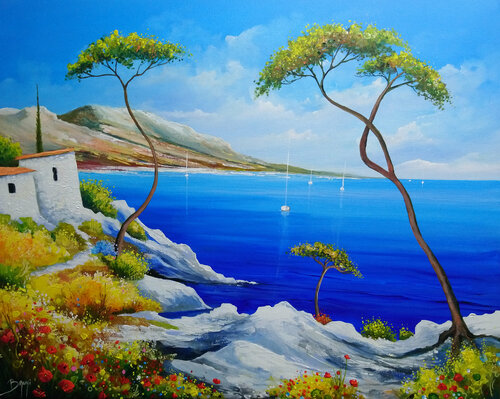 Baie méditerranéenne par Eric Bruni, Peinture en vente sur Singulart