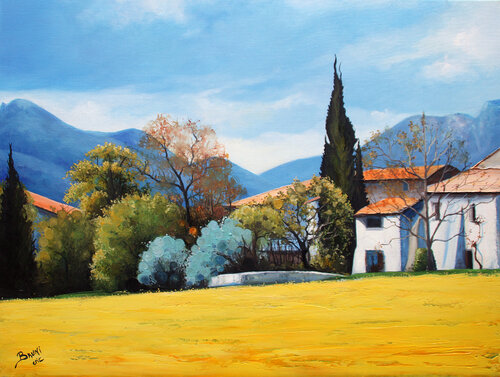 Printemps à Mison par Eric Bruni, Peinture en vente sur Singulart