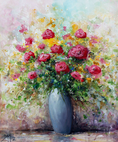 Bouquet de roses von Eric Bruni, Malerei kaufen auf Singulart