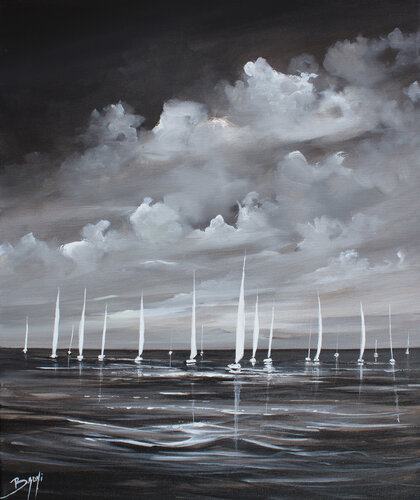 Voiliers en mer par Eric Bruni, Peinture en vente sur Singulart