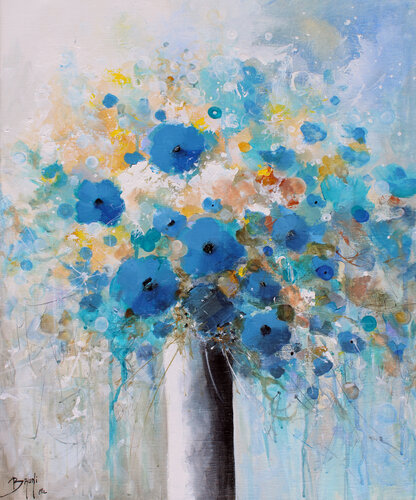 Bouquet "Parfum bleu" van Eric Bruni, Schilderij te koop op Singulart