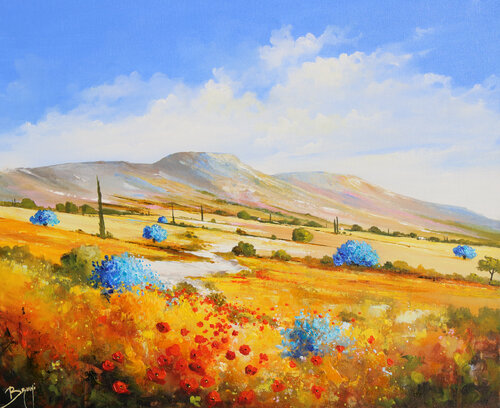 Oliviers bleus dans les Alpilles van Eric Bruni, Schilderij te koop op Singulart