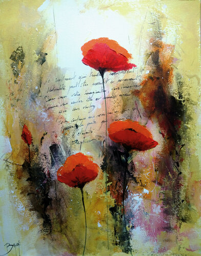 Coquelicots éternels par Eric Bruni, Œuvre sur papier en vente sur Singulart