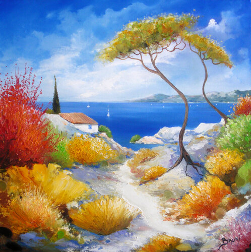 Chaleur du soleil en bord de mer par Eric Bruni, Peinture en vente sur Singulart