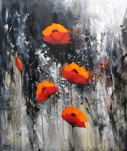 Coquelicots éphémères van Eric Bruni, Schilderij te koop op Singulart