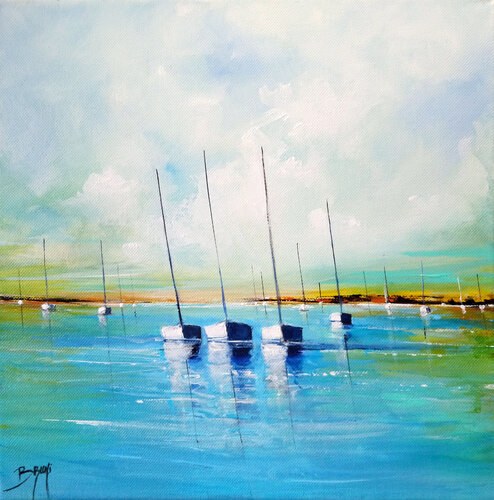 Les bateaux blancs von Eric Bruni, Malerei kaufen auf Singulart