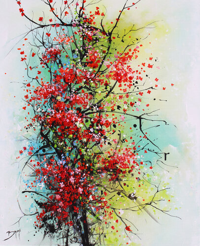 Fleurs de Sakura rouges van Eric Bruni, Schilderij te koop op Singulart