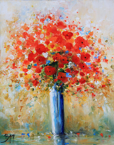 Bouquet rouge du jardin van Eric Bruni, Schilderij te koop op Singulart