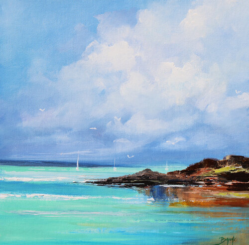 La baie turquoise di Eric Bruni, Pittura in vendita su Singulart