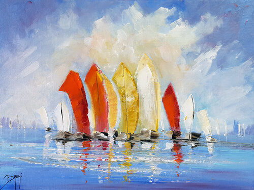 Voiliers au port van Eric Bruni, Schilderij te koop op Singulart