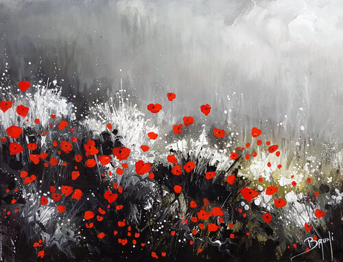 Champ de coquelicots par Eric Bruni, Peinture en vente sur Singulart