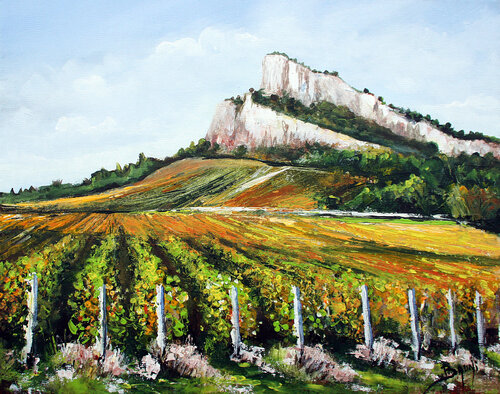 La Roche de Solutré par Eric Bruni, Peinture en vente sur Singulart