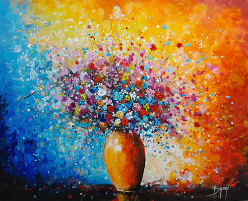 Bouquet : Éclat Printanier van Eric Bruni, Schilderij te koop op Singulart