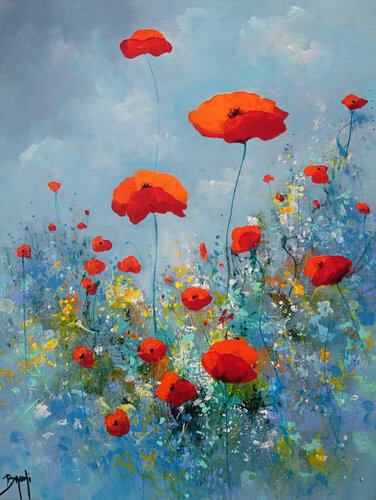 Tendres coquelicots van Eric Bruni, Schilderij te koop op Singulart