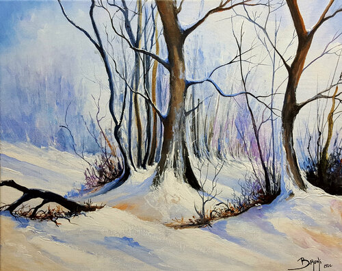 Neige en forêt von Eric Bruni, Malerei kaufen auf Singulart
