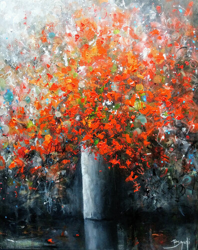 Bright red flowers van Eric Bruni, Schilderij te koop op Singulart