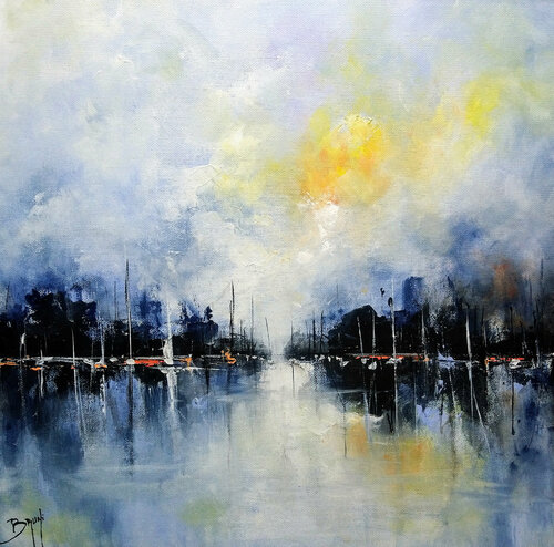 Bateaux à l'horizon van Eric Bruni, Schilderij te koop op Singulart