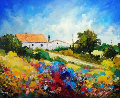 Maisons en Provence van Eric Bruni, Schilderij te koop op Singulart
