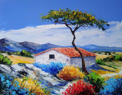 Le petit cabanon fleuri von Eric Bruni, Malerei kaufen auf Singulart