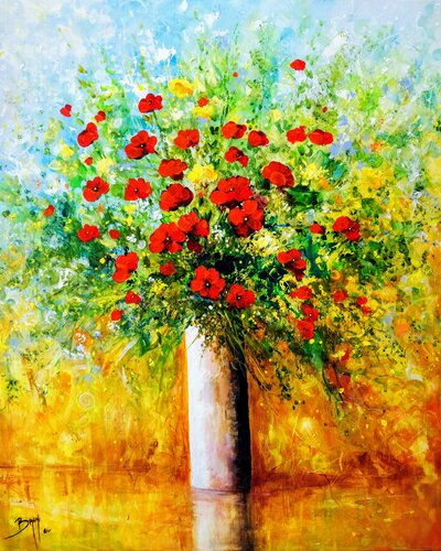 Bouquet de coquelicots by Eric Bruni, Painting for Sale on Singulart