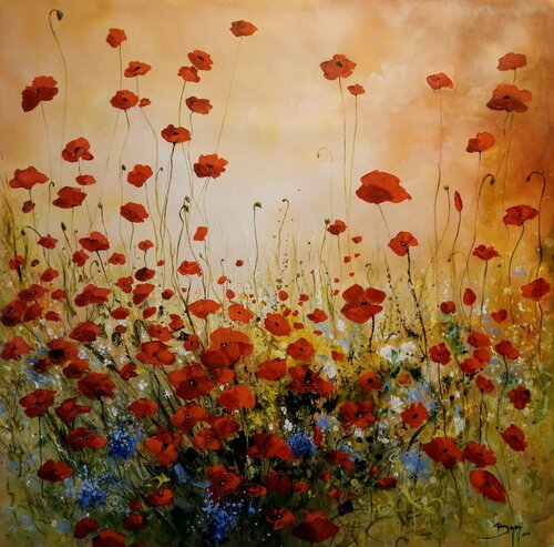 Coquelicots délicats di Eric Bruni, Pittura in vendita su Singulart