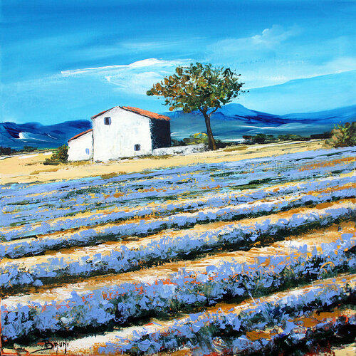 Champ de lavandes di Eric Bruni, Pittura in vendita su Singulart