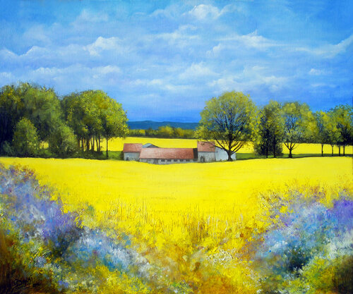 A travers les champs de Colza di Eric Bruni, Pittura in vendita su Singulart