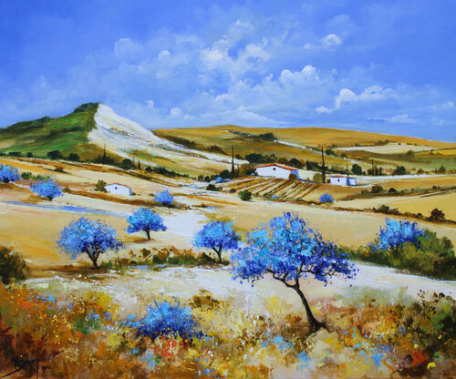 Chemin de traverse parmi les oliviers van Eric Bruni, Schilderij te koop op Singulart