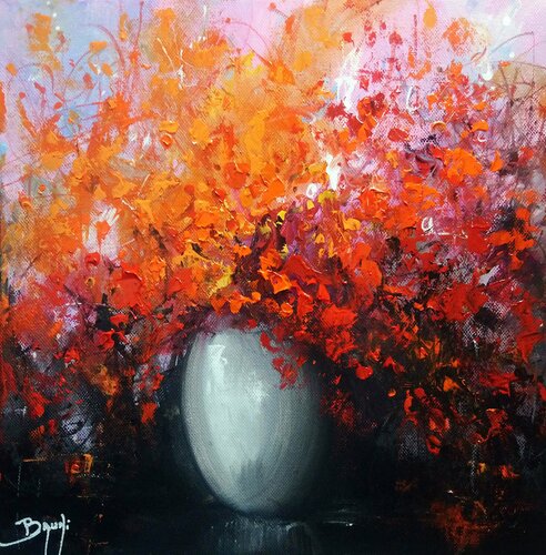 Pétales rouges di Eric Bruni, Pittura in vendita su Singulart