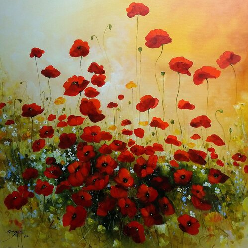 Tendresse des coquelicots di Eric Bruni, Pittura in vendita su Singulart