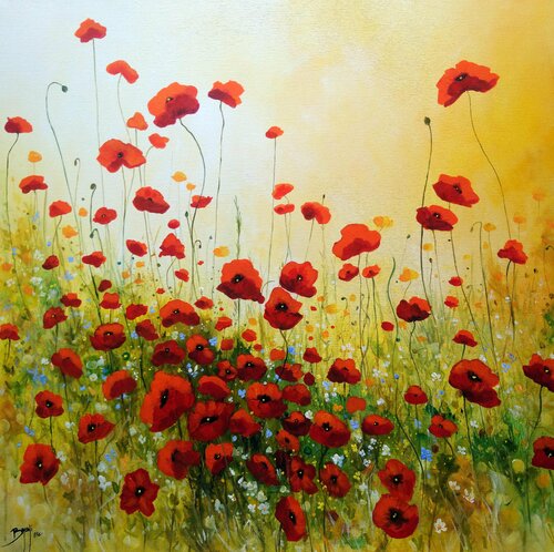 Tendres coquelicots di Eric Bruni, Pittura in vendita su Singulart
