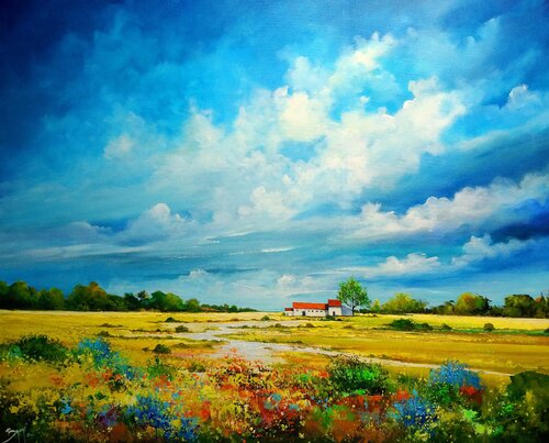 Ciel d'orage en campagne van Eric Bruni, Schilderij te koop op Singulart