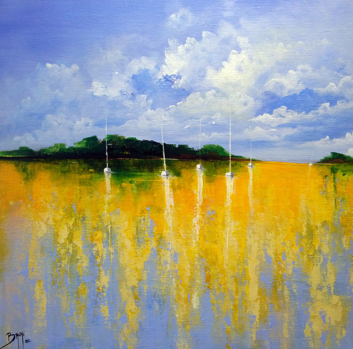 Reflets jaunes sur la lagune Eric Bruni