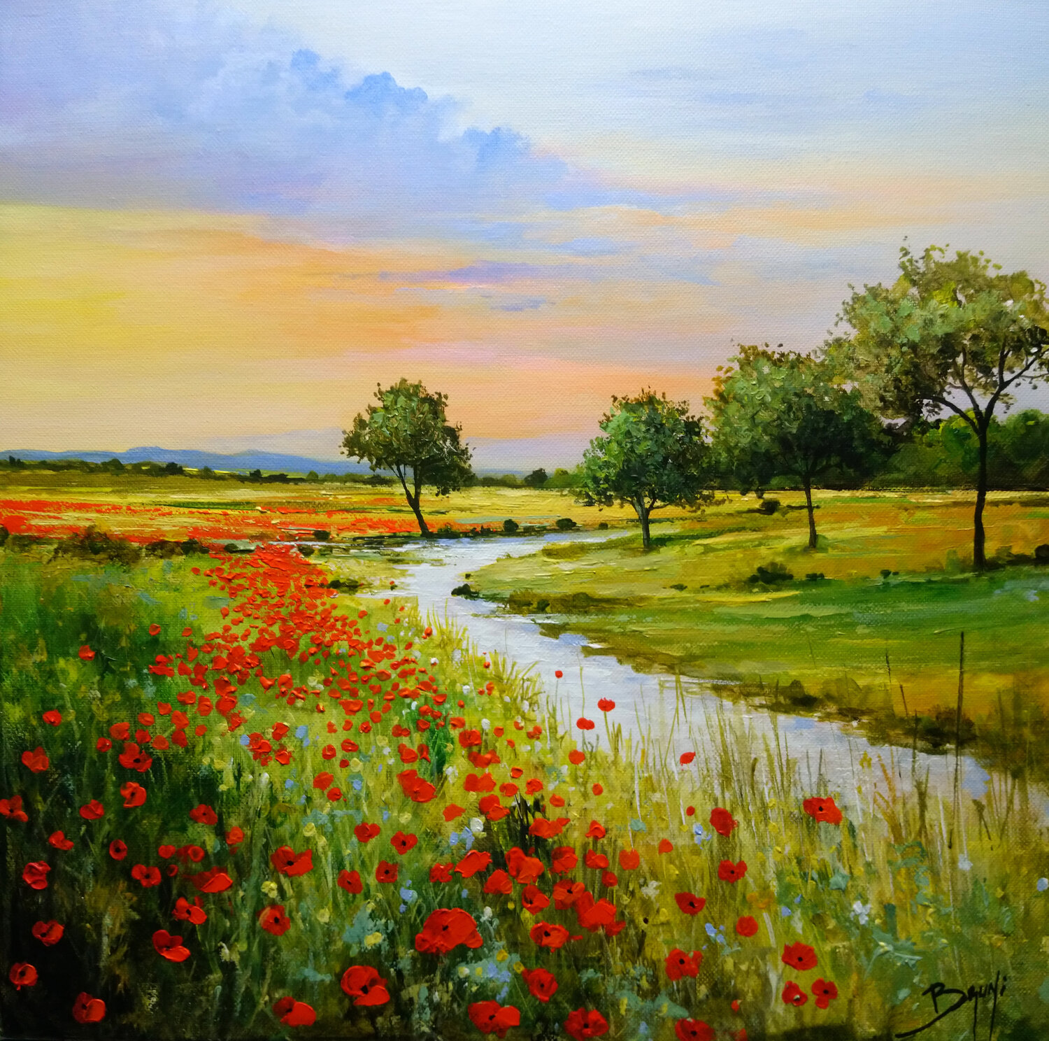 Couché de soleil sur la campagne Eric Bruni