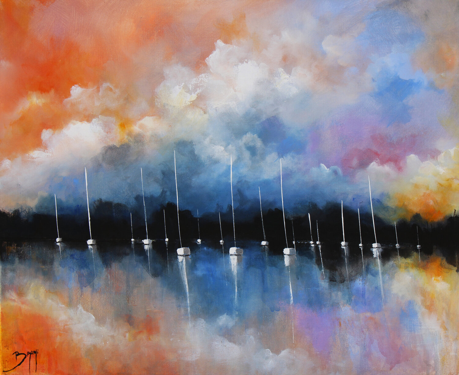 Nuages turbulents et bateaux blancs Eric Bruni