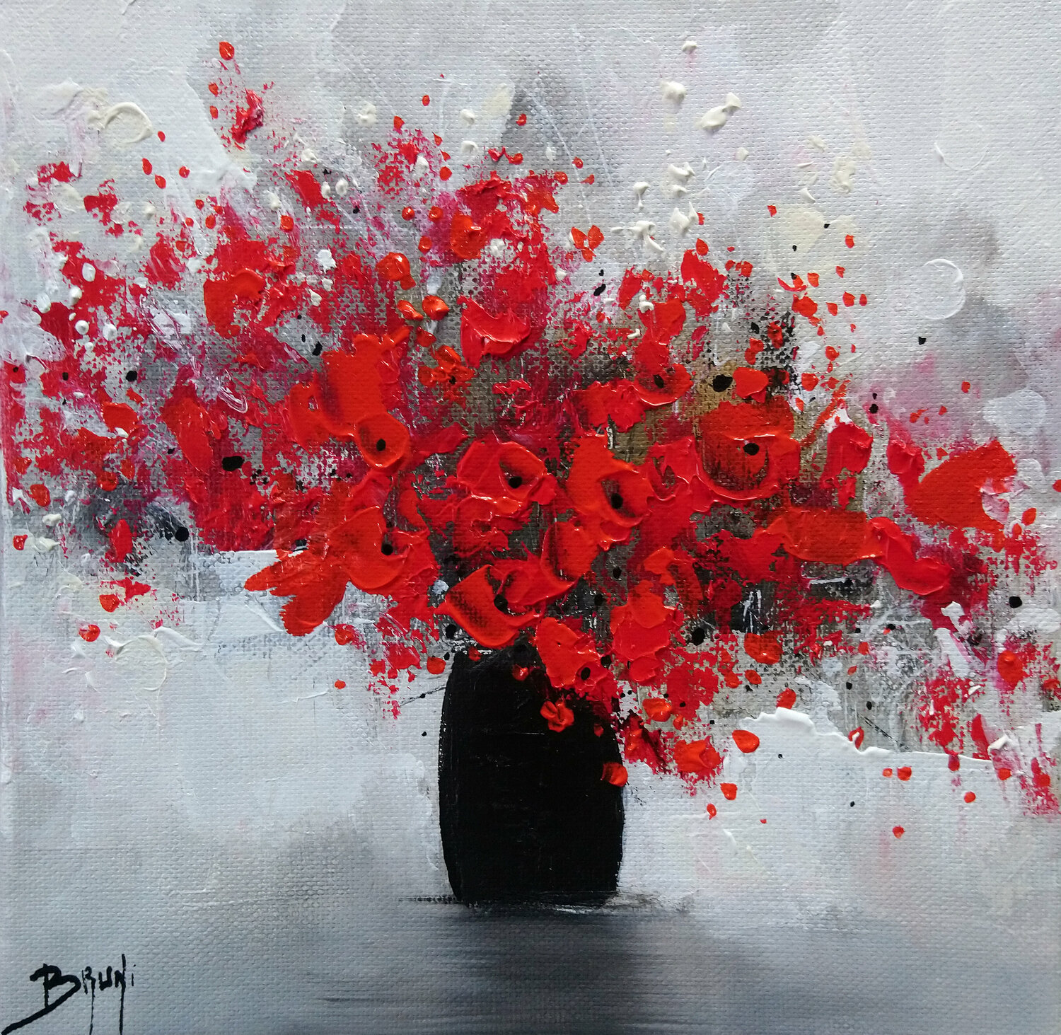 Coquelicots au vase noir Eric Bruni