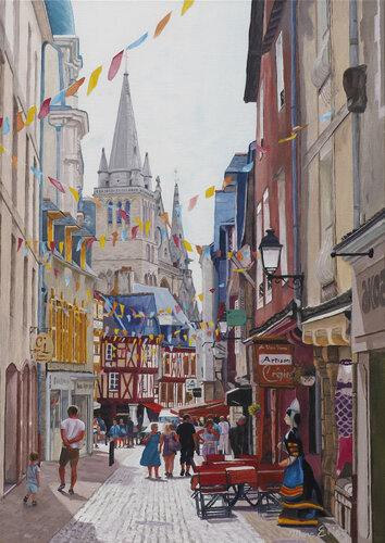 Vannes, rue piétonne di Marc Etien, Pittura in vendita su Singulart