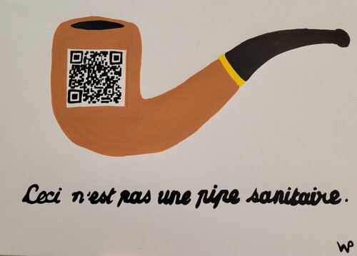 Pipe sanitaire magritte par Wawapod, Œuvre sur papier en vente sur Singulart